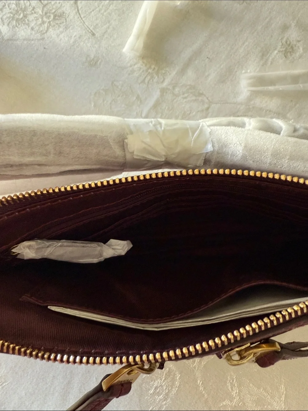 Fossil Erin “Raisin” Leather Crossbody Bag
